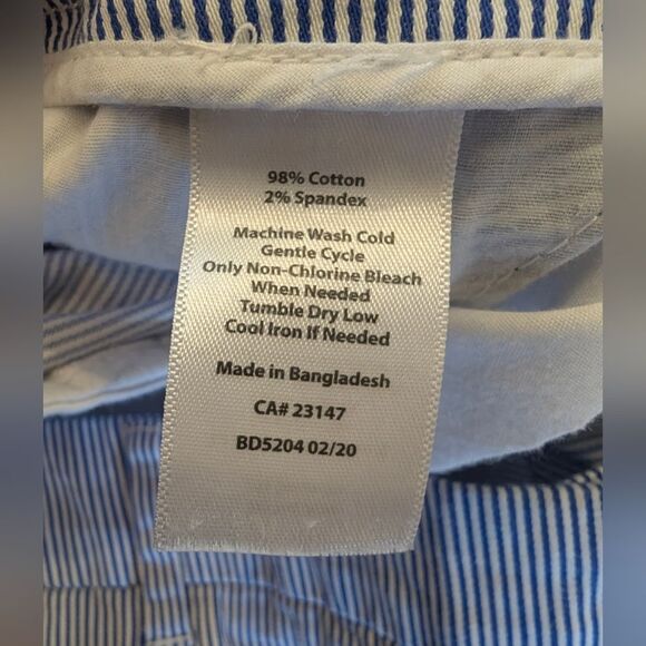 Talbots 18W Blue White Striped Cropped Pants Two-Button Capri Trousers Cotton - Picture 8 of 10